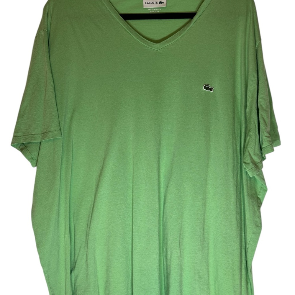 Lacoste Men's Green V-Neck T-Shirt 3XL 100% cotton